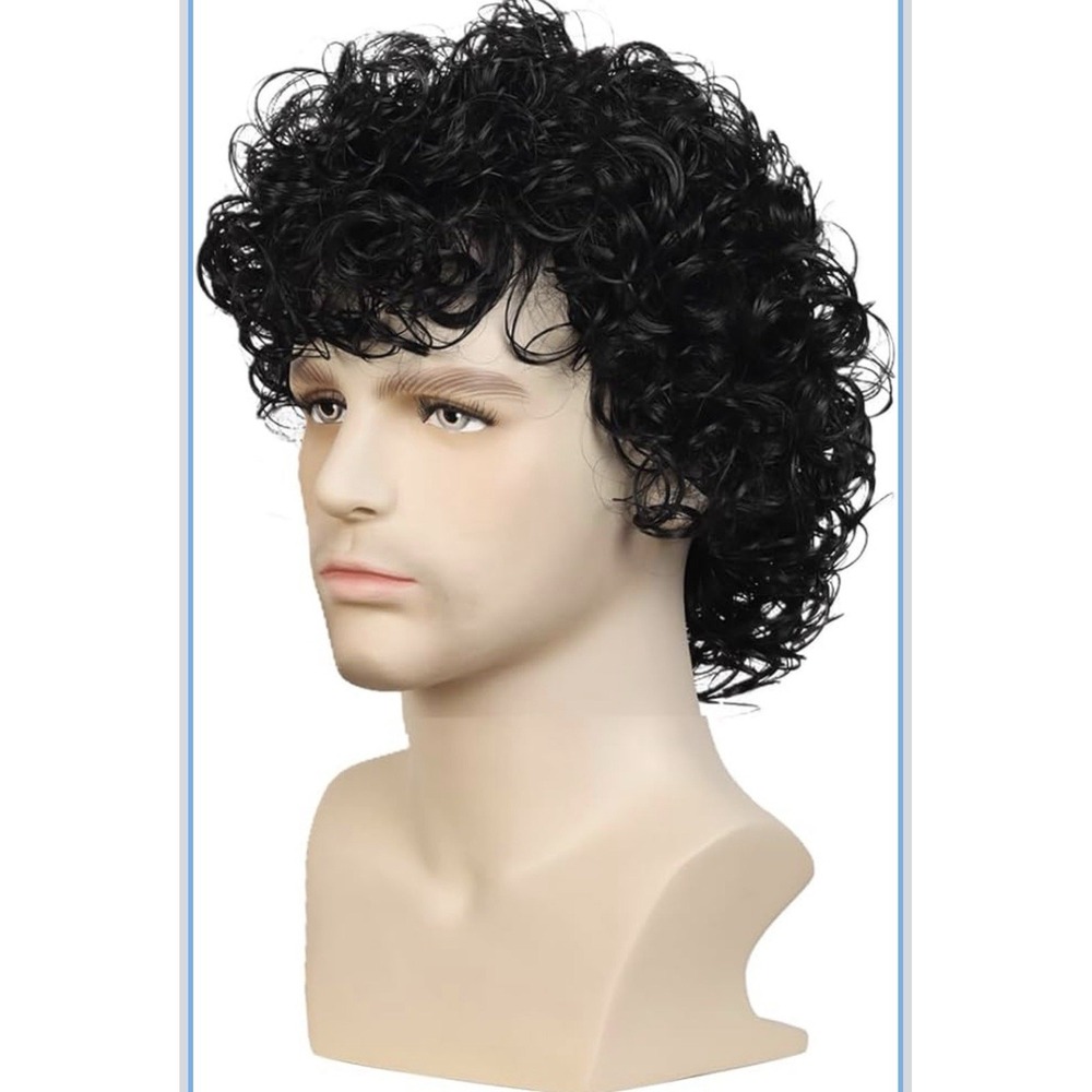 Rubies Black Short Curly 80s 90s Rockstar Costume Wig Cosplay Halloween